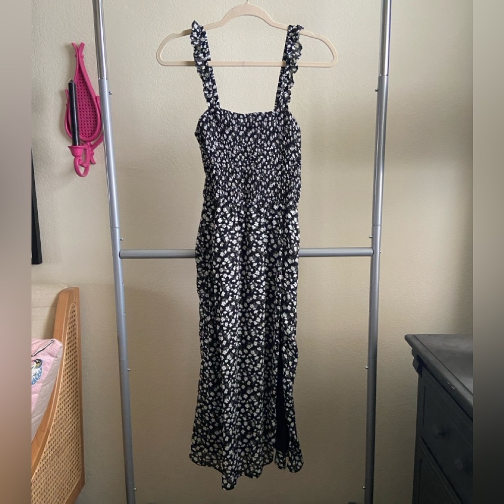 Floral Midi Dress with Spaghetti Straps